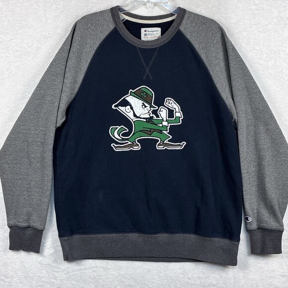 VTG Champion Notre Dame Fighting Irish Mens XL Blue Gray Sweatshirt Pullover 90s